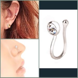 Slide-On Faux Piercing with Sparkle Rhinestone